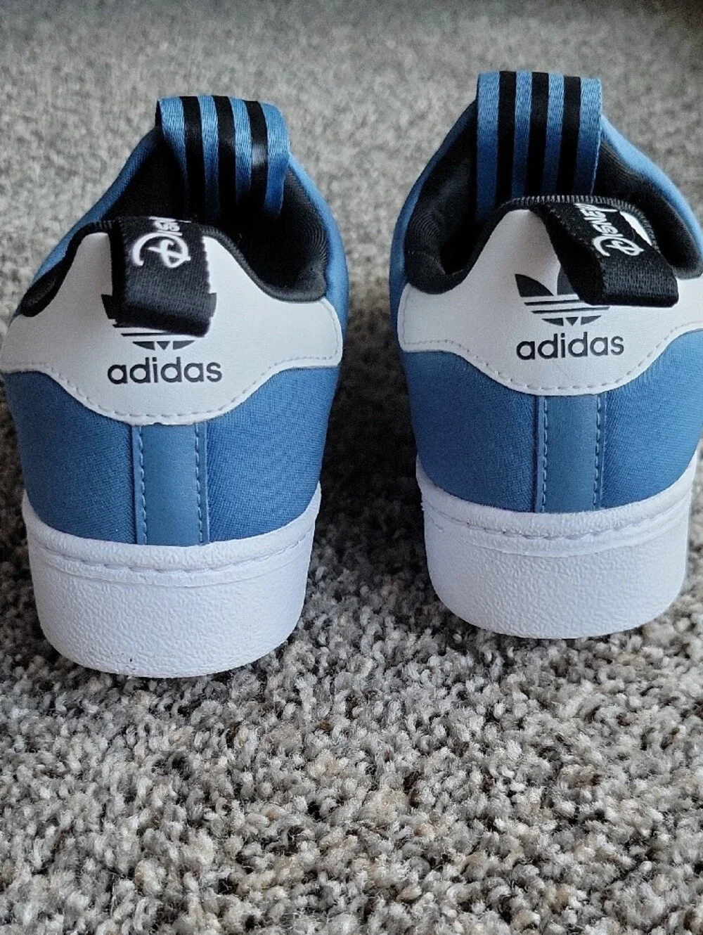 adidas Kids Blue Slip-On Sneakers with Pink Disney Patch
